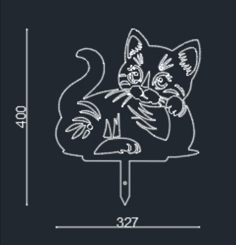 Tatlı Uyuyan Kedi Silueti - Teknik Çizim